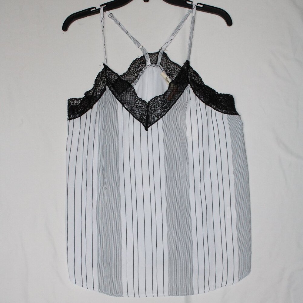 Hope Horizon Ulla White Black Lace City Feminine Spaghetti Strap Camisole Top Lg
